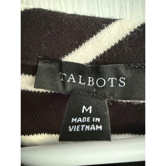 Talbots Mockneck Knit Sleeveless Black White Stripe Shift Dress size medium - Picture 4 of 8